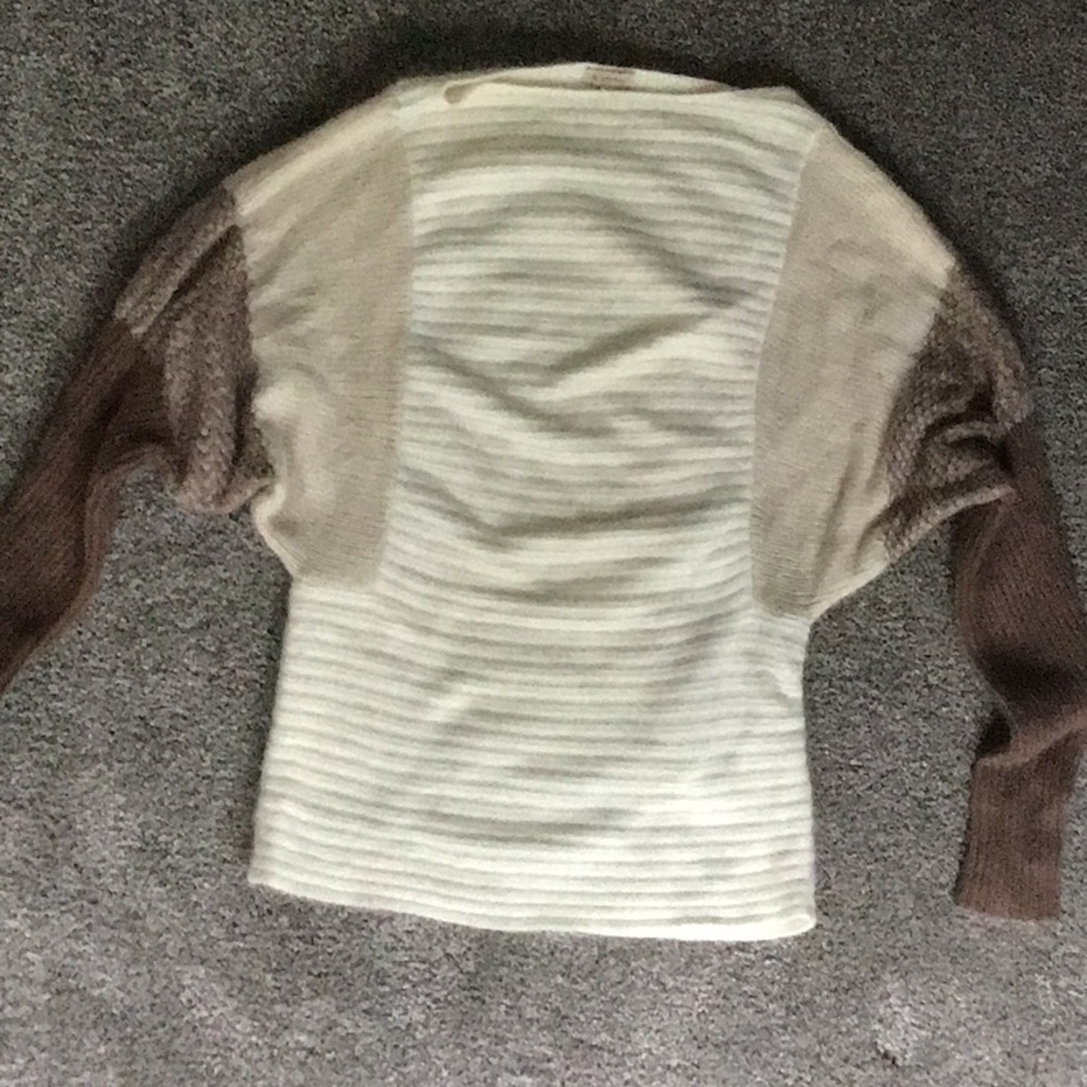 Stylish Women's Striped Sweater - Cream and Brown
